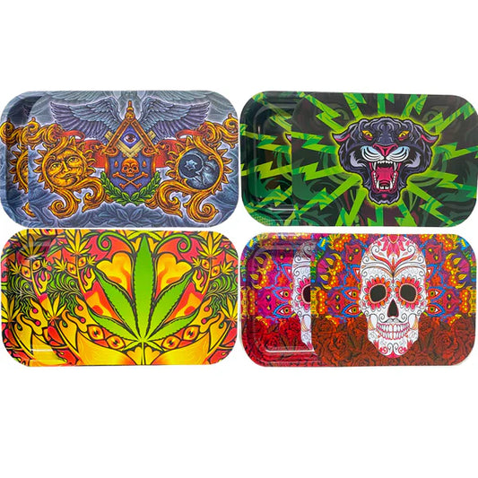 Large Mixed Design Magnetic Metal Rolling Trays with Lid