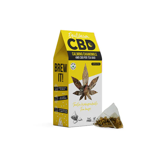 Equilibrium CBD 48mg Full Spectrum Chamomile Tea Bags Box of 12 (Buy 1 Get 1 Free)