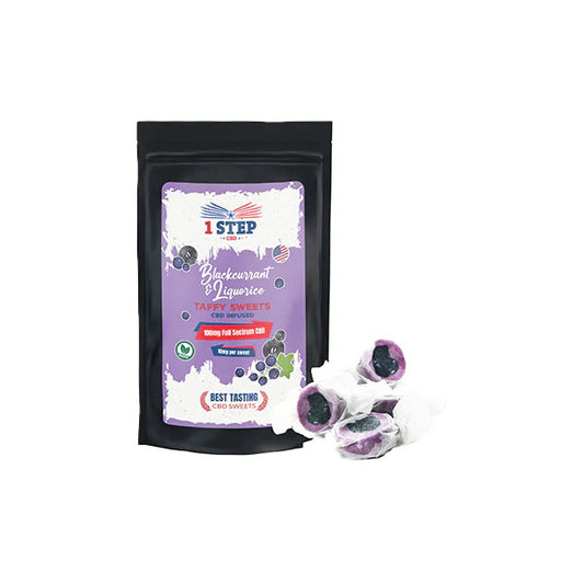 1 Step CBD 100mg Full Spectrum CBD Blackcurrant & Liquorice Taffy Grab Bag - 150
