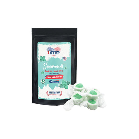 1 Step CBD 100mg Full Spectrum CBD Spearmint Taffy Grab Bag - 150g