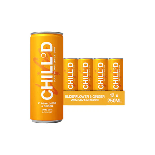 12 x CHILL°D 20mg CBD Sparkling 250ml Elderflower & Ginger